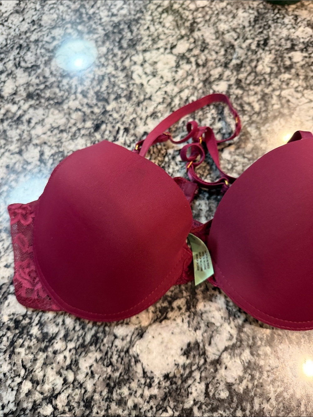 Honeydew Intimates Maroon Molded Cup Bra with Lace Sides